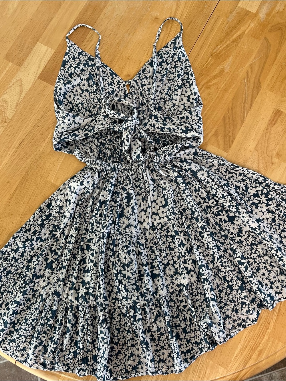 Angie Navy and White Floral Mini Sundress - Picture 2 of 4